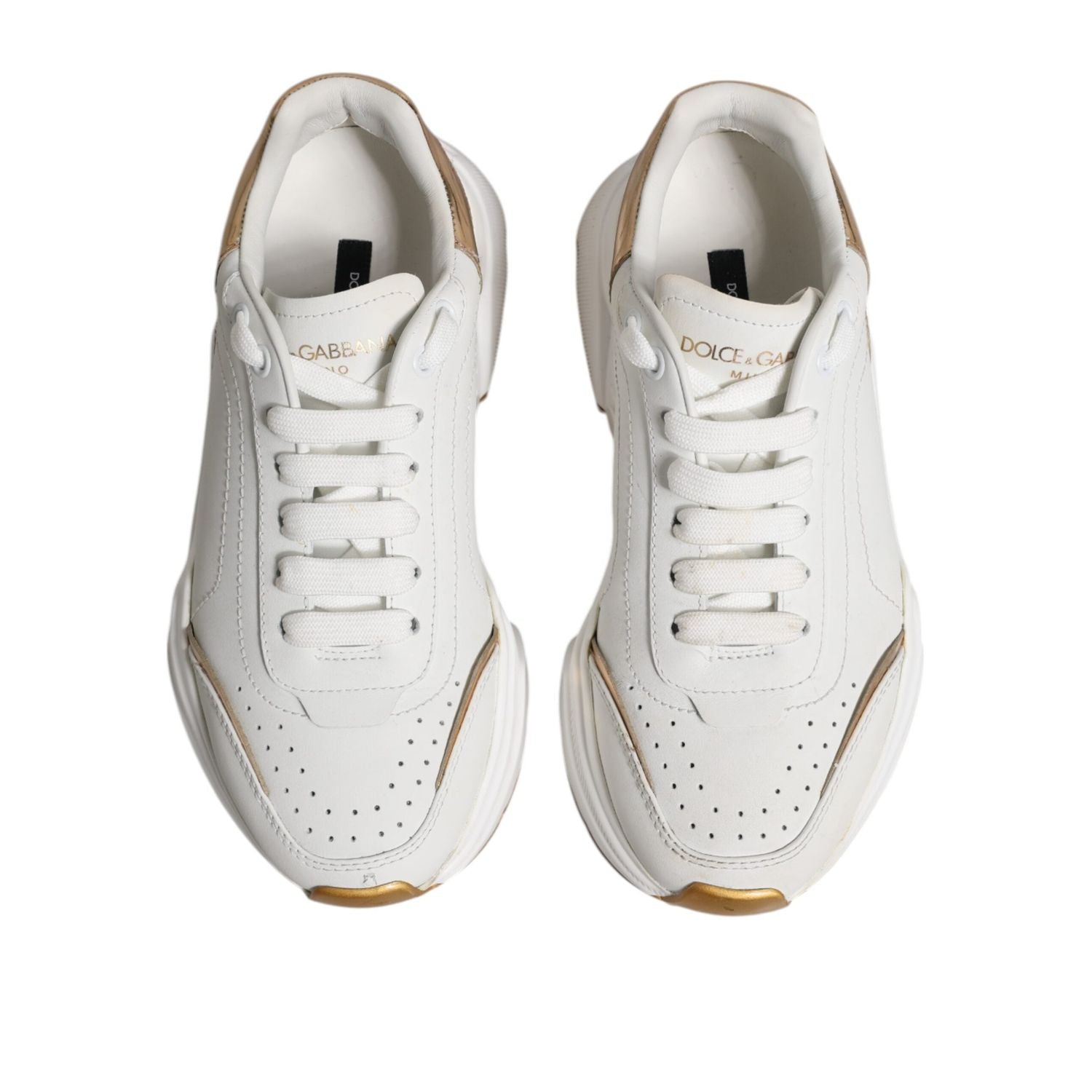 Dolce & Gabbana White Gold Daymaster Low Top Sneakers Shoes