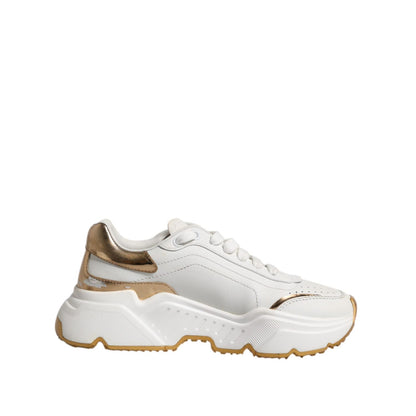 Dolce & Gabbana White Gold Daymaster Low Top Sneakers Shoes