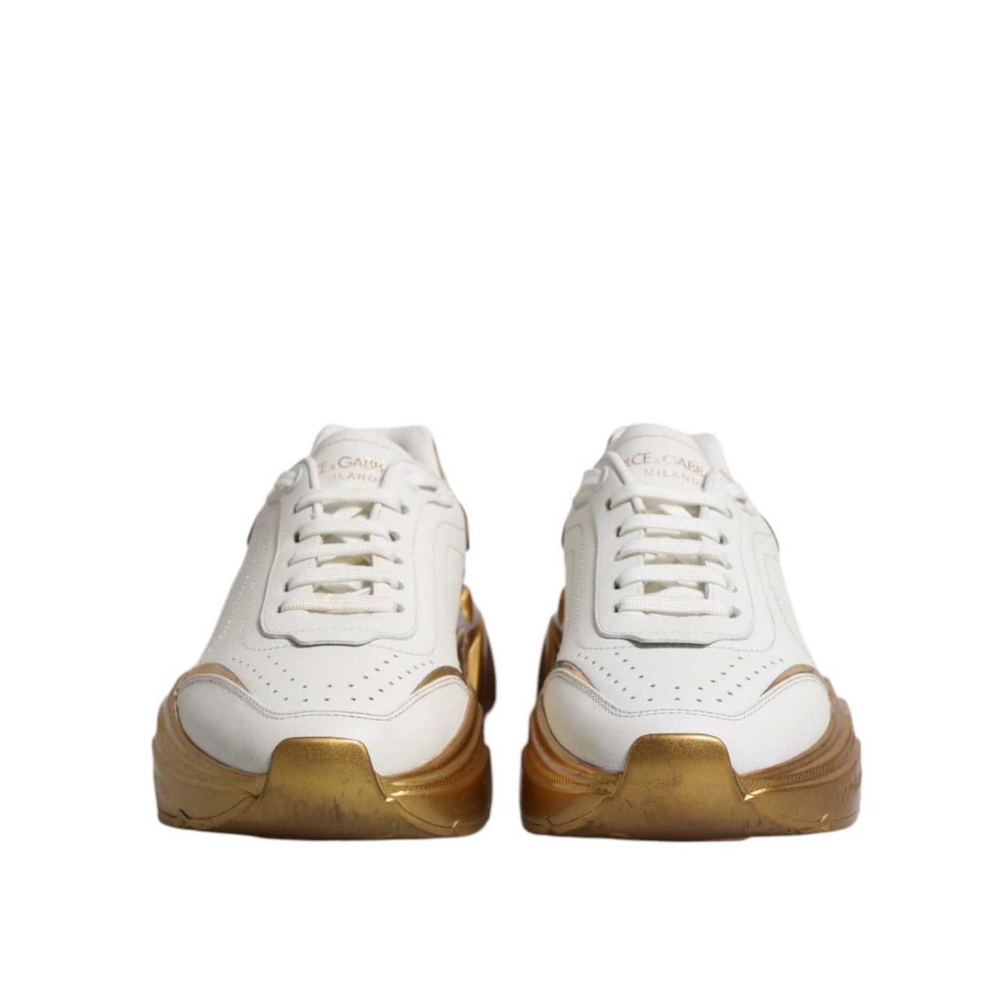 Dolce & Gabbana White Gold Daymaster Low Top Sneakers Shoes