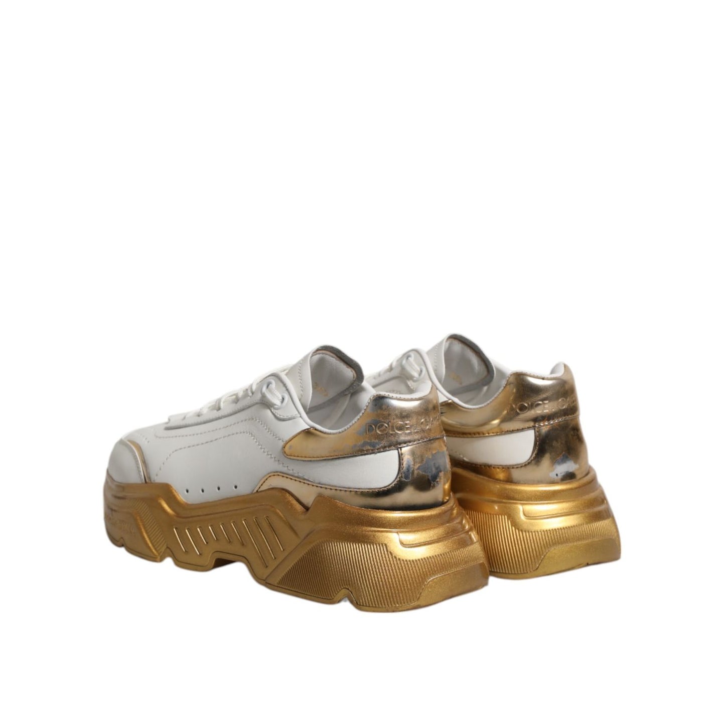 Dolce & Gabbana White Gold Daymaster Low Top Sneakers Shoes