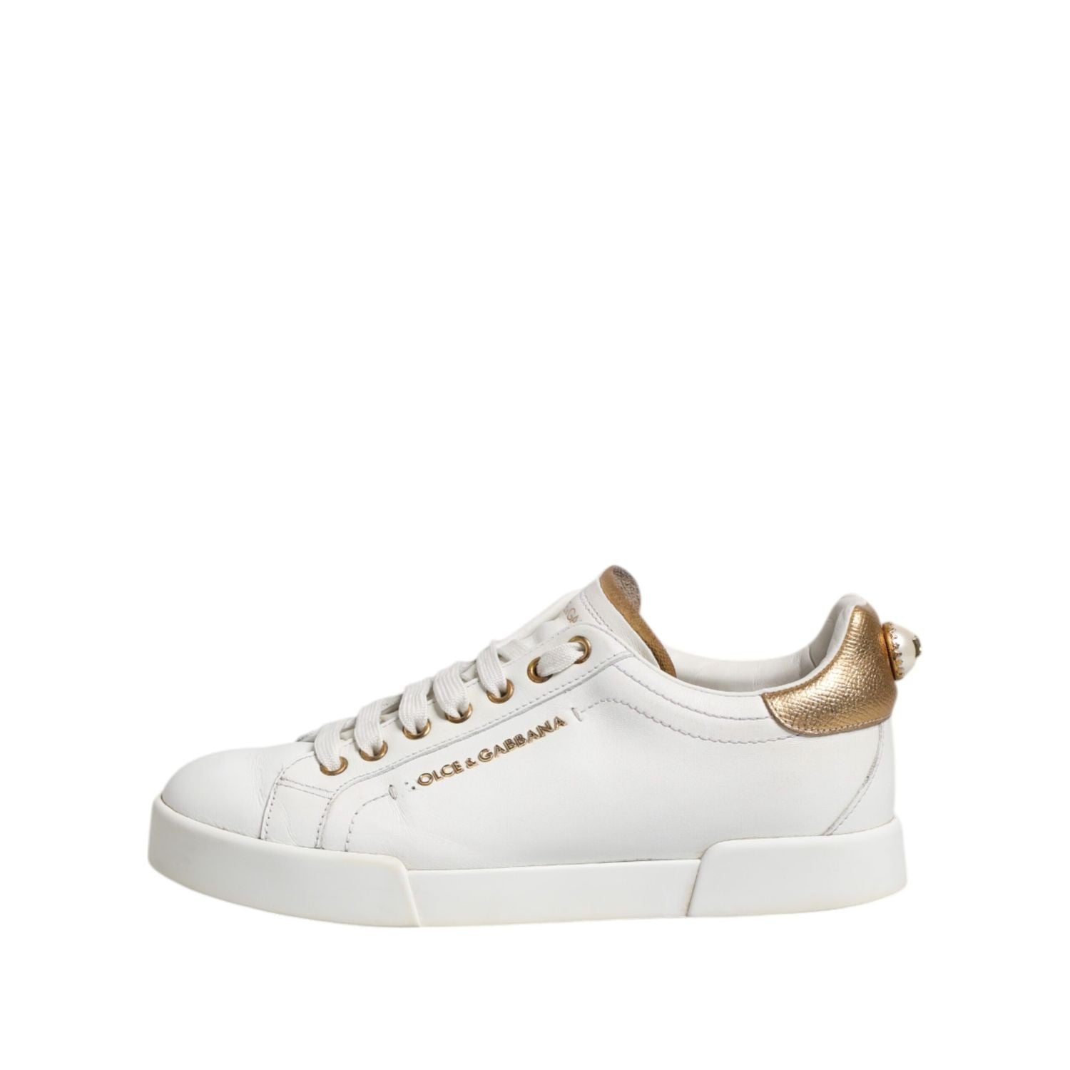 Dolce & Gabbana White Leather Low Top Women Sneakers Shoes