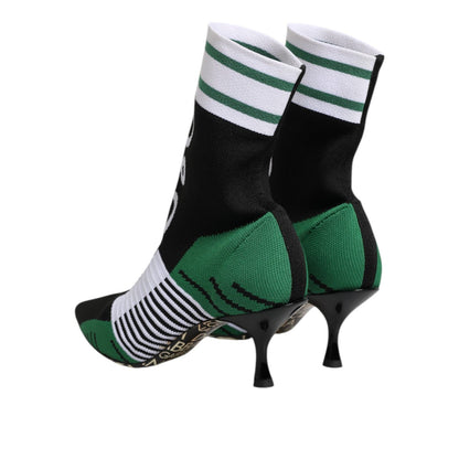 Dolce & Gabbana Green Stretch Sock Style Ankle Boots Shoes