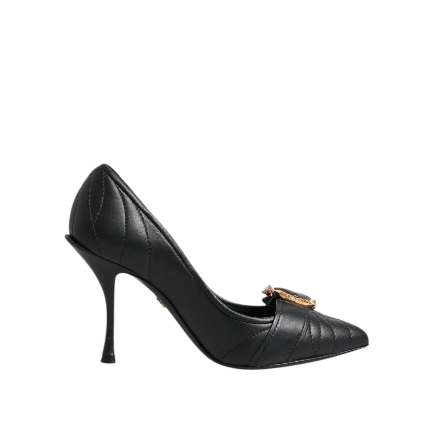 Dolce & Gabbana Black Devotion Leather Heels Pumps Shoes