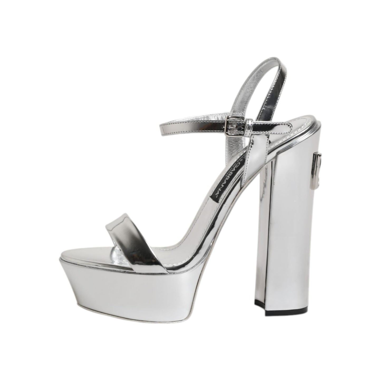 Dolce & Gabbana Silver Leather Platform Keira Sandals Shoes