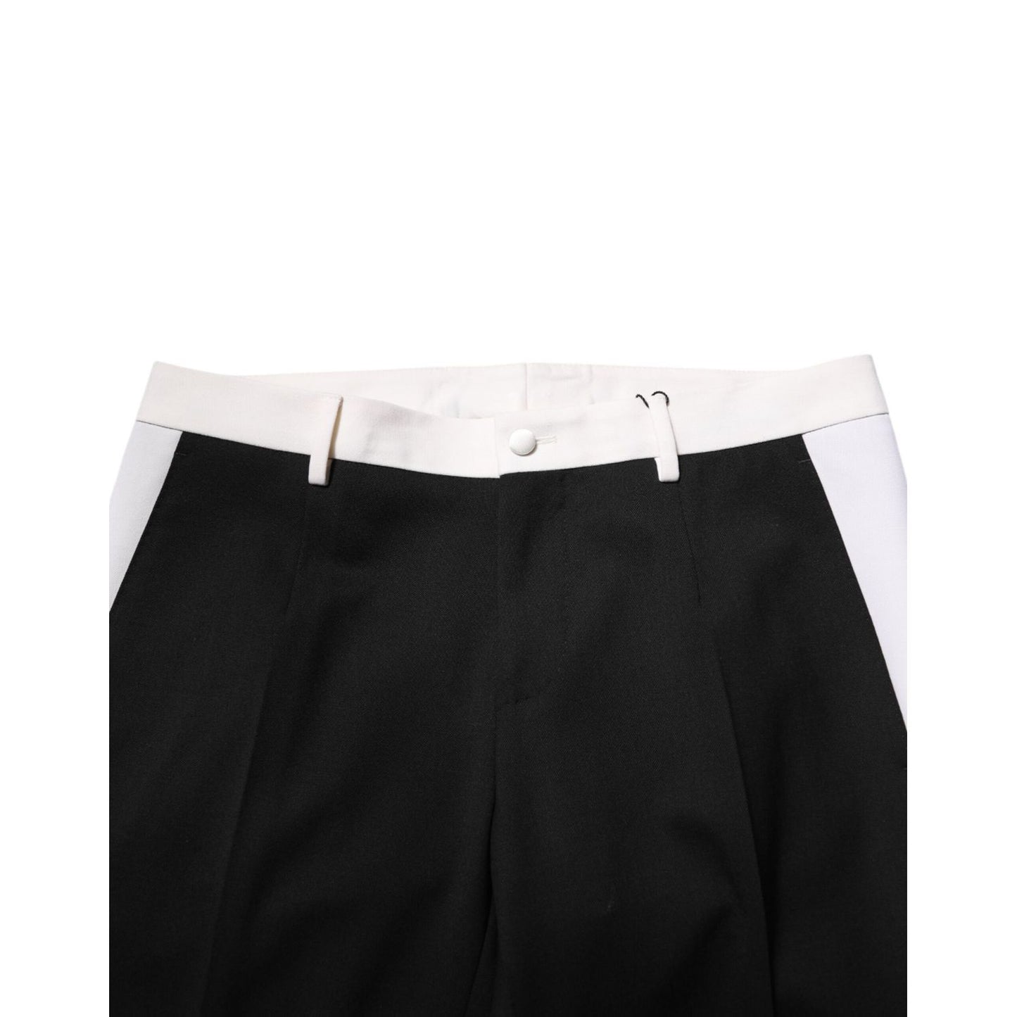 Dolce & Gabbana Black White Stripe Wool Men Trouser Pants