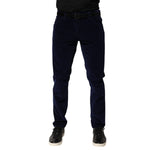 Dolce & Gabbana Navy Blue Cotton Tapered Formal Trouser Pants