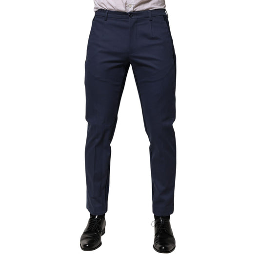 Dolce & Gabbana Blue Cotton Tapered Men Formal Trousers Pants