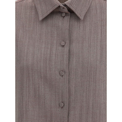 Golden Goose Brown Fleece Wool Dress Shirt