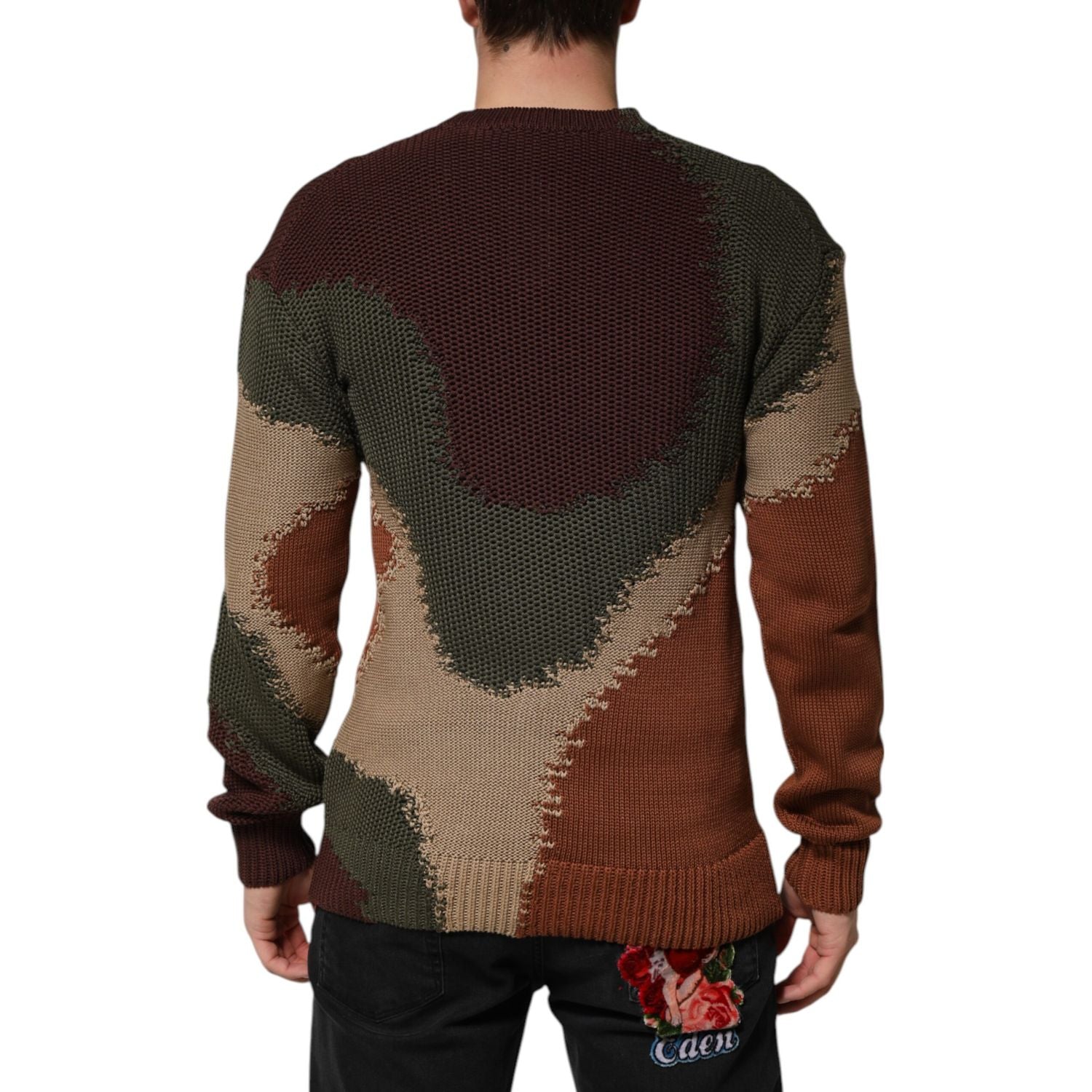 Dolce & Gabbana Multicolor Cotton Abstract Men Pullover Sweater