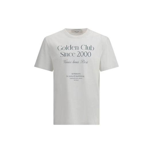 Golden Goose White Cotton T-Shirt with ribbed crew neck and monogram lettering, made in Italy for AW25, regular fit, 100% cotton.