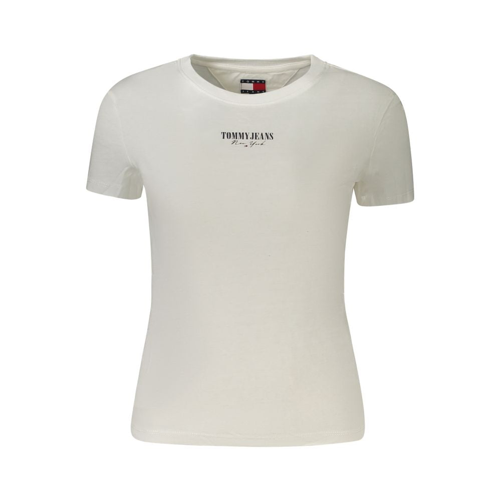 Tommy Hilfiger White Cotton Women T-Shirt with logo, crew neck, short sleeves, eco-friendly fabric