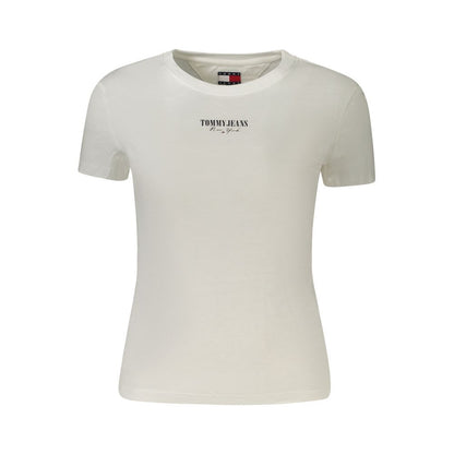 Tommy Hilfiger White Cotton Women T-Shirt with logo, crew neck, short sleeves, eco-friendly fabric