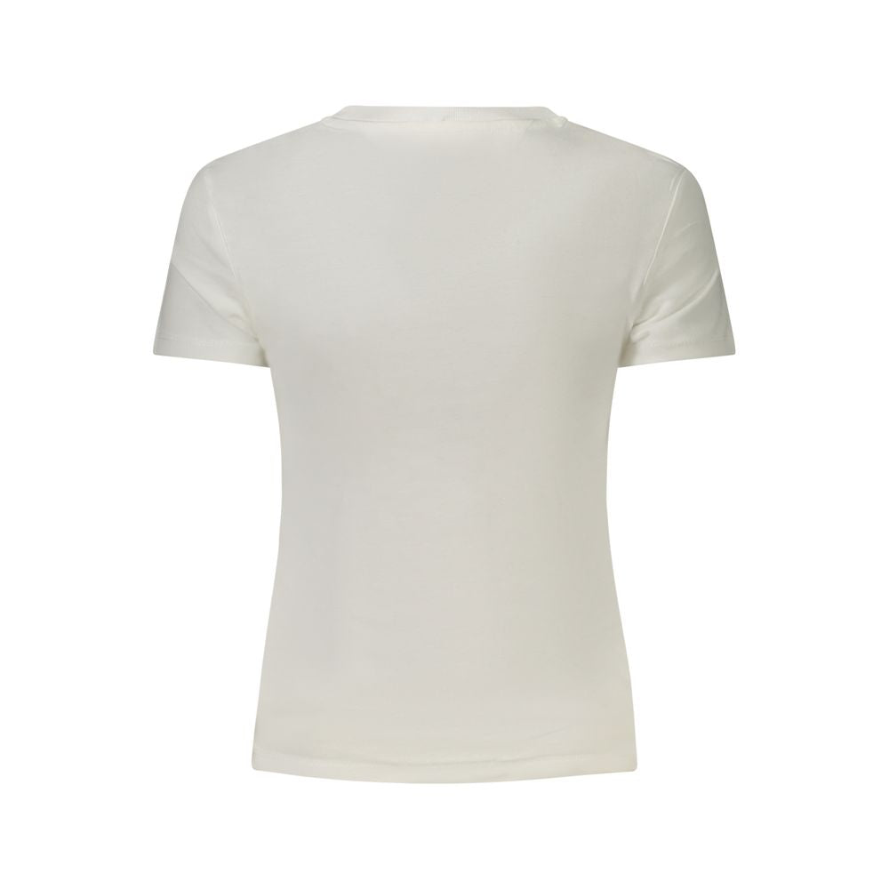 Back view of Tommy Hilfiger White Cotton Women T-Shirt, short sleeves