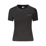 Tommy Hilfiger Black Cotton Women T-Shirt with logo, eco-friendly fashion for a chic, casual look.