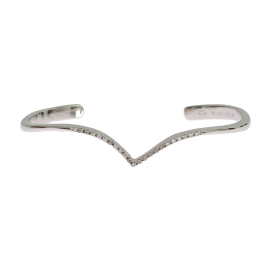 Nialaya Elegant Silver Bangle Cuff with Clear CZ Accents Bracelet Nialaya