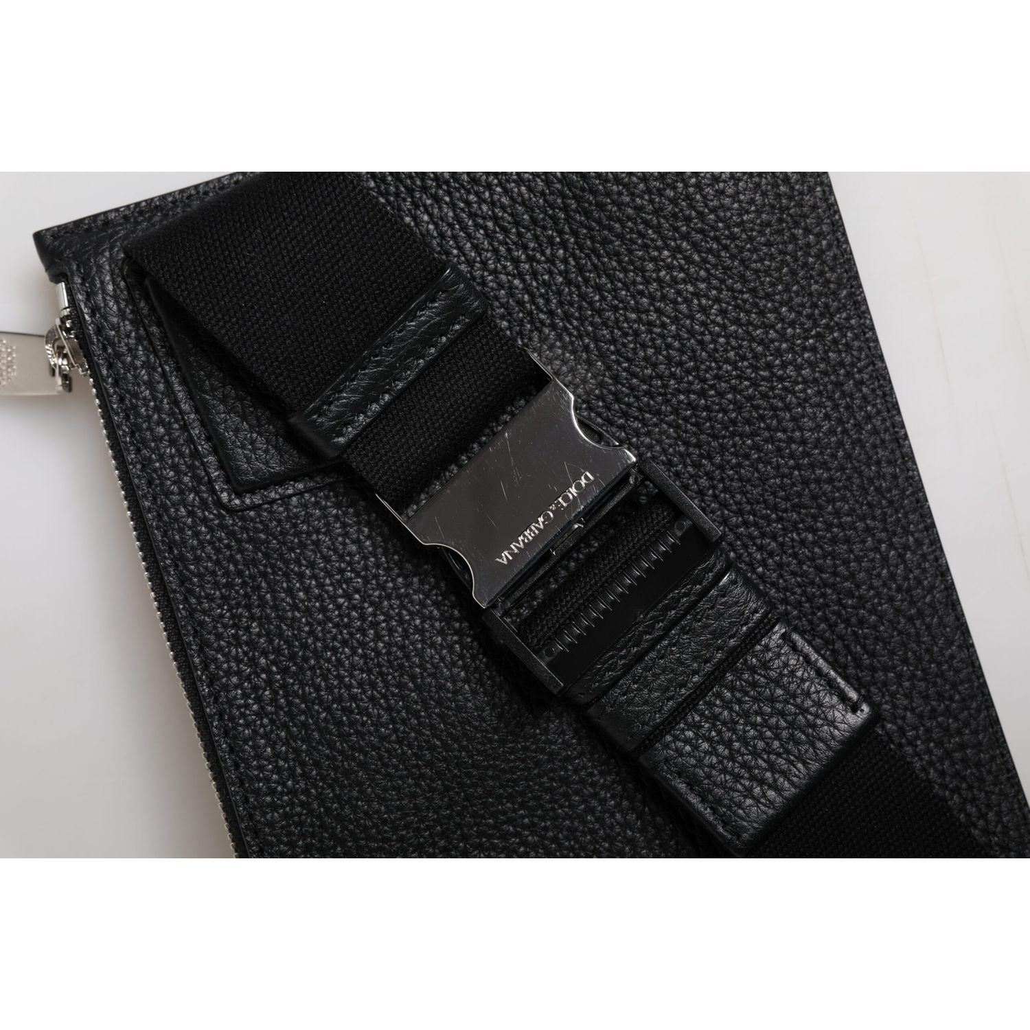 Dolce & Gabbana Black Leather Logo Embossed Waist Fanny Pack Bag