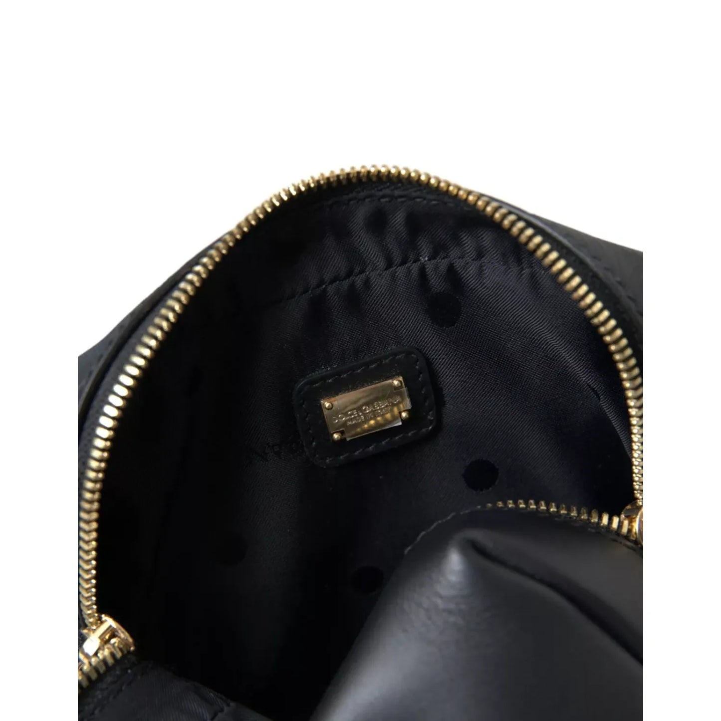 Dolce & Gabbana Black Calfskin Leather Double Waist Belt Fanny Pack Bag