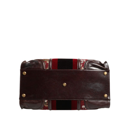 Dolce & Gabbana Multicolor Leather Jacquard Velvet Travel Duffle Bag