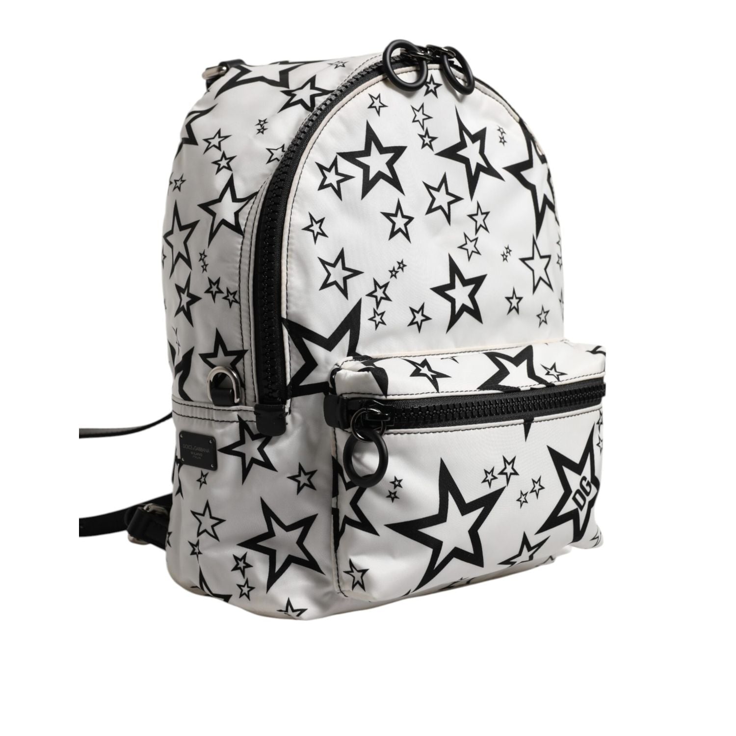 Dolce & Gabbana White DG Stars Print Nylon Travel Backpack Bag