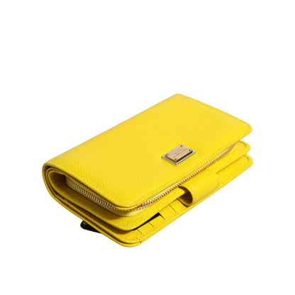 Dolce & Gabbana Yellow Leather Bifold Continental Clutch Wallet