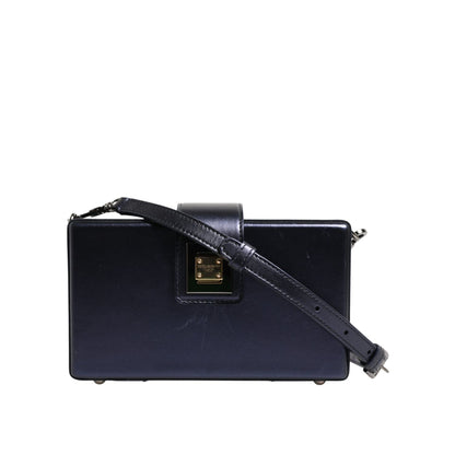 Dolce & Gabbana Blue DG BOX Lambskin Leather Crossbody Strap Bag