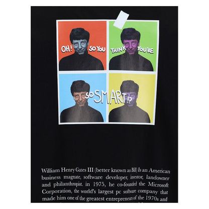 Pop art style collage of a man with text saying 'Oh! So you think you're so smart?' in colorful squares.