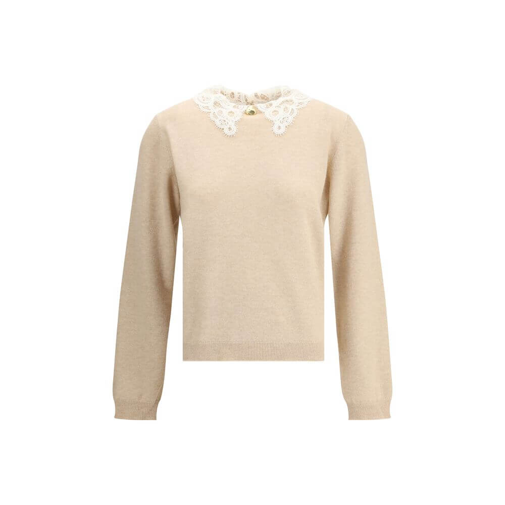 Fabiana Filippi Beige Fleece Wool Sweatshirt