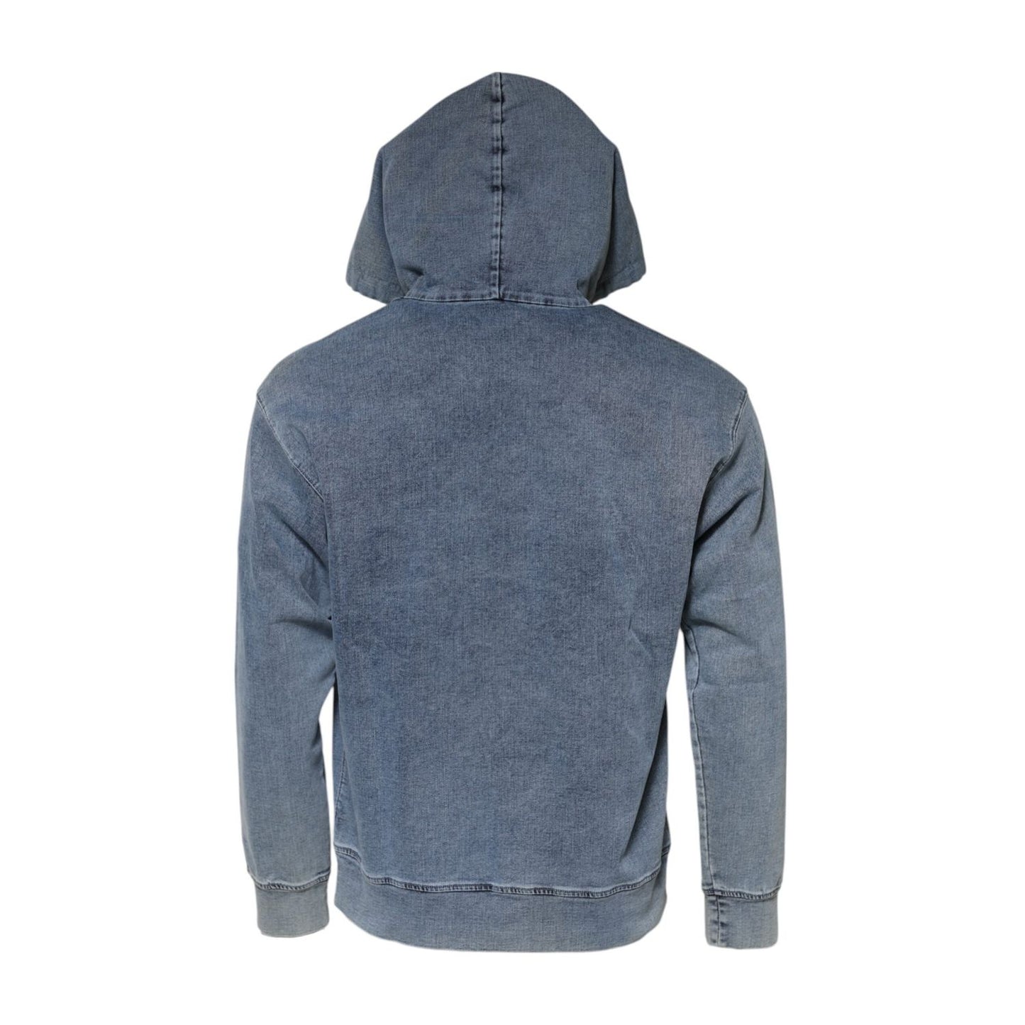 Dolce & Gabbana Blue Cotton Blend Hooded Sweatshirt Sweater