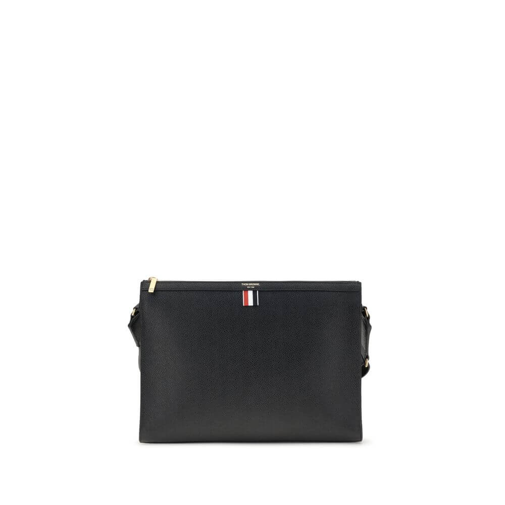 Thom Browne Black Calf Leather Bos Taurus Clutch Bag