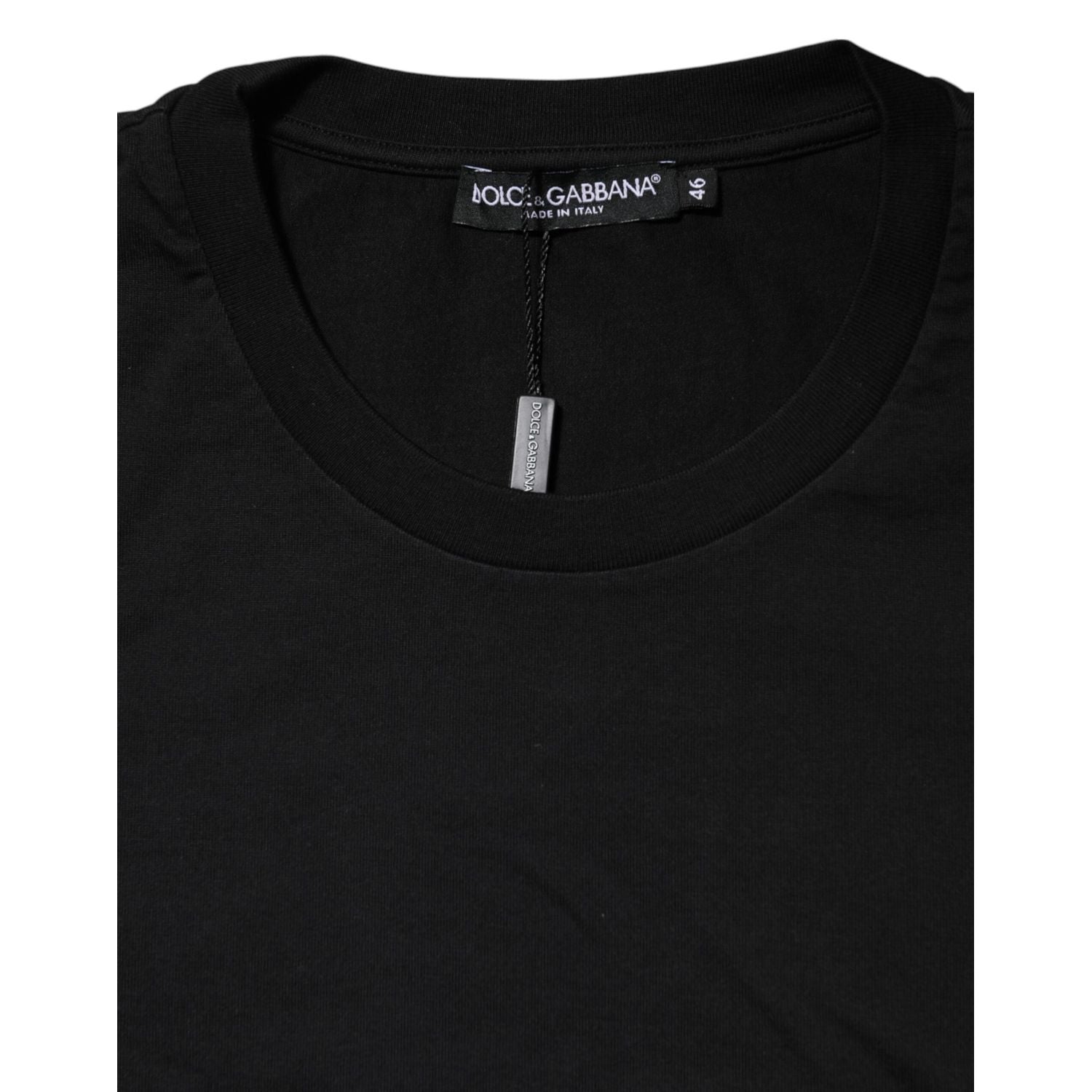 Dolce & Gabbana Black Logo Print Cotton Men Crew Neck T-shirt
