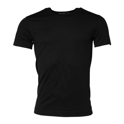 Dolce & Gabbana Black Cotton Crewneck Short Sleeves T-shirt