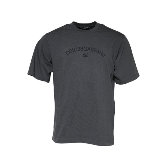 Dolce & Gabbana Gray Logo Graphic Cotton Crew Neck T-shirt