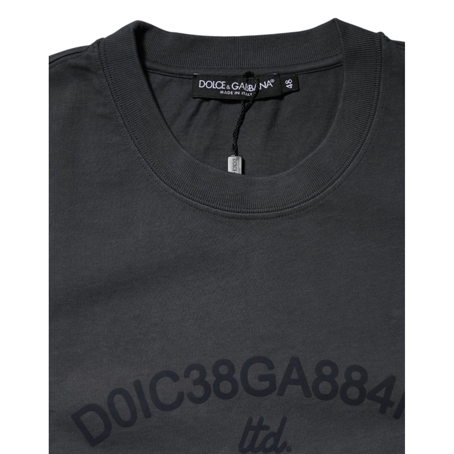 Dolce & Gabbana Gray Logo Graphic Cotton Crew Neck T-shirt