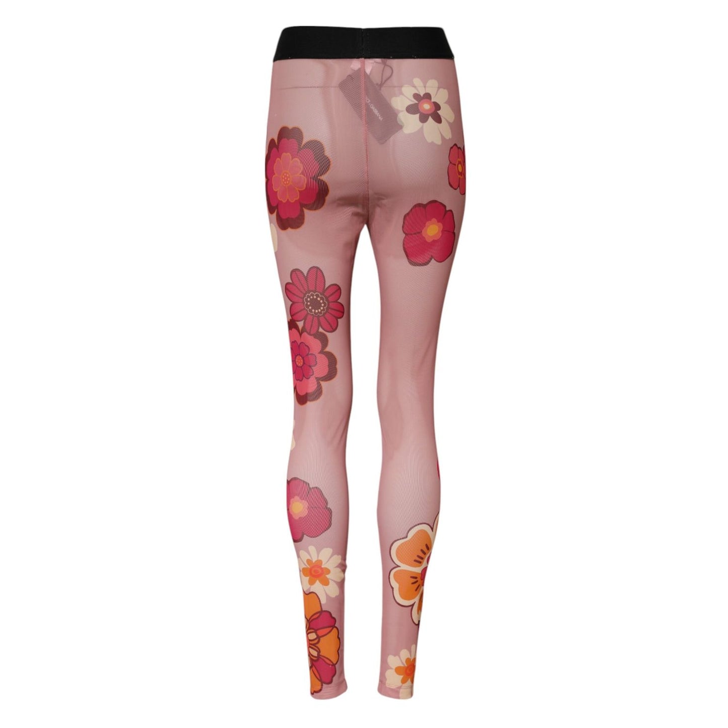 Dolce & Gabbana Pink Floral Leggings Stretch Waist Pants