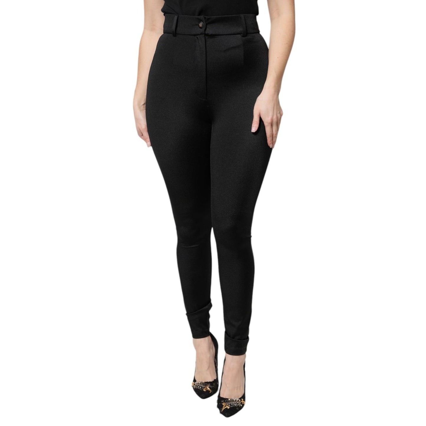 Dolce & Gabbana Black Nylon Leggings Stretch Pants
