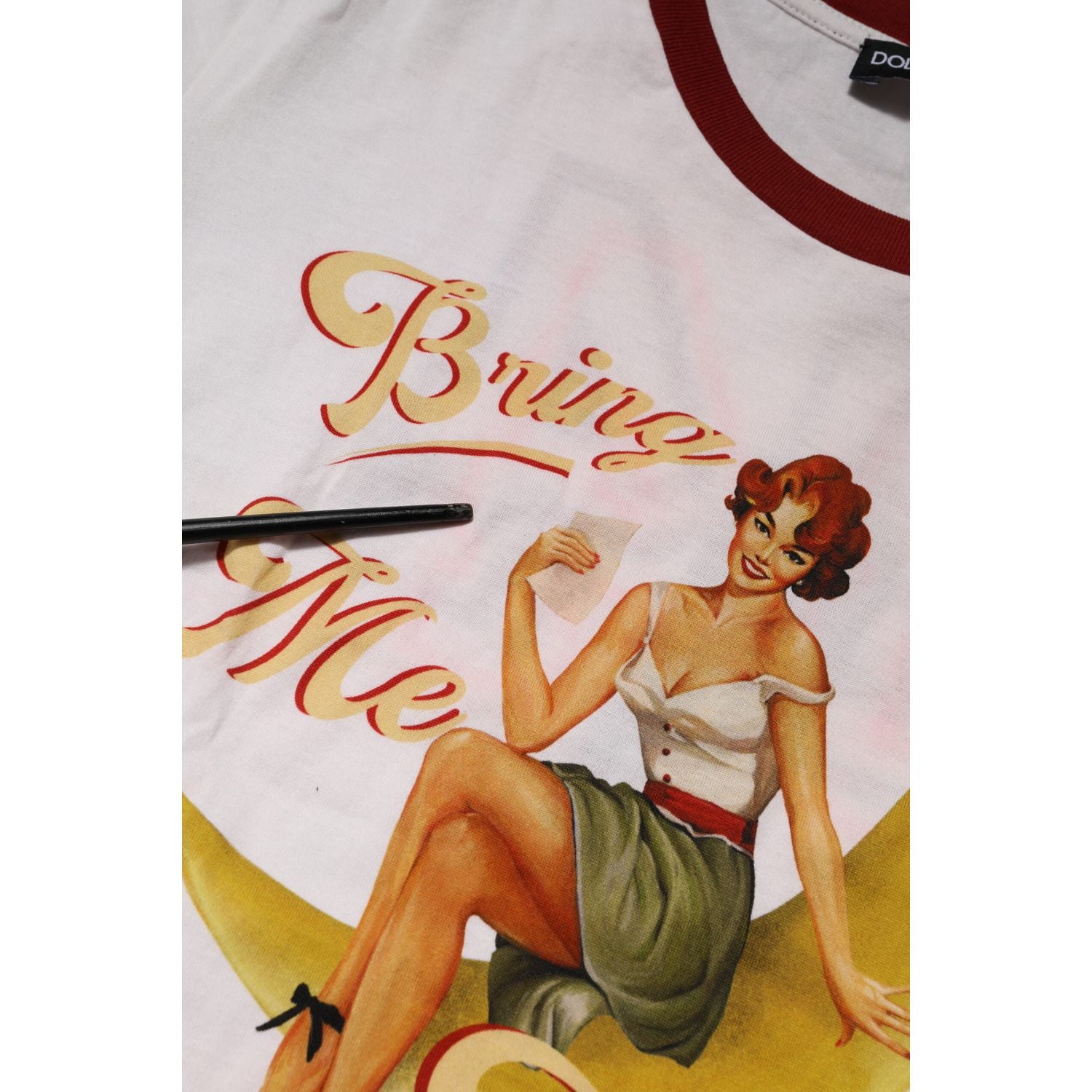 Dolce & Gabbana White Bring Me To The Moon Pin Up T-shirt Top