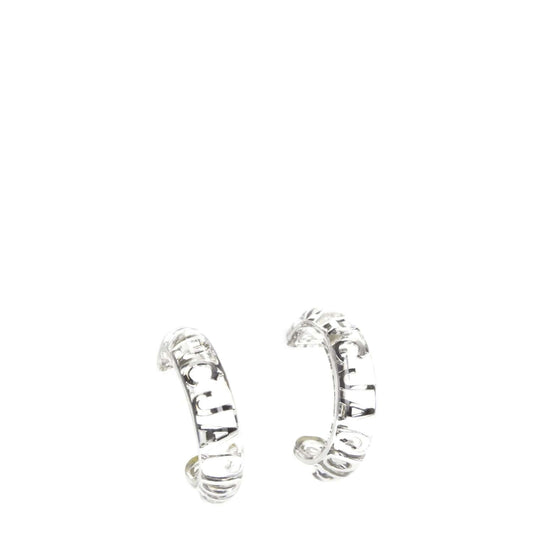 Marc Jacobs Transparent Plastic Earrings with silver color and logo, casual style, brass with clips closure, MPN J207M01PF22979.