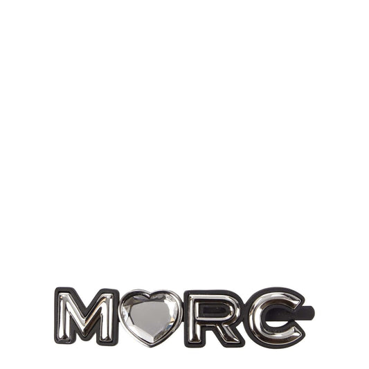 Marc Jacobs Gray Brass Hair Clip with silver rhinestone front detail, stylish metal accessory, casual style, 7 cm long.