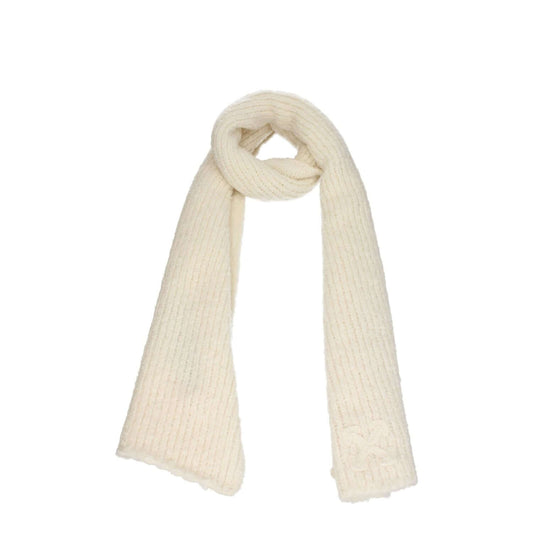Off-White Beige Wool Scarf with logo in light beige, made from wool and alpaca, 35×200 cm, casual style.