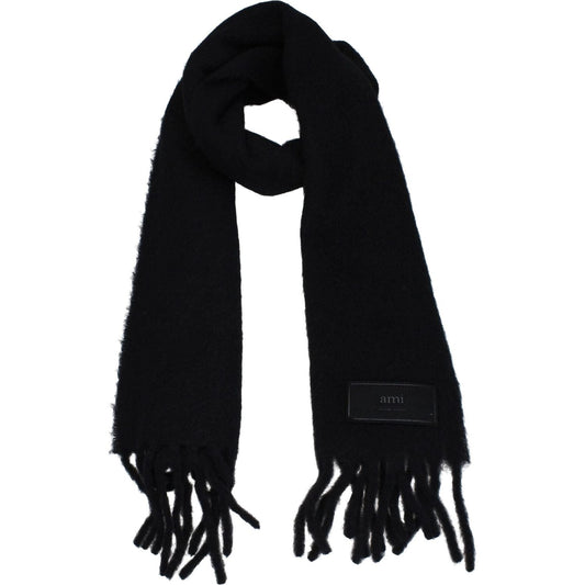 Ami Paris Black Leather Scarves AM8547453894921BT