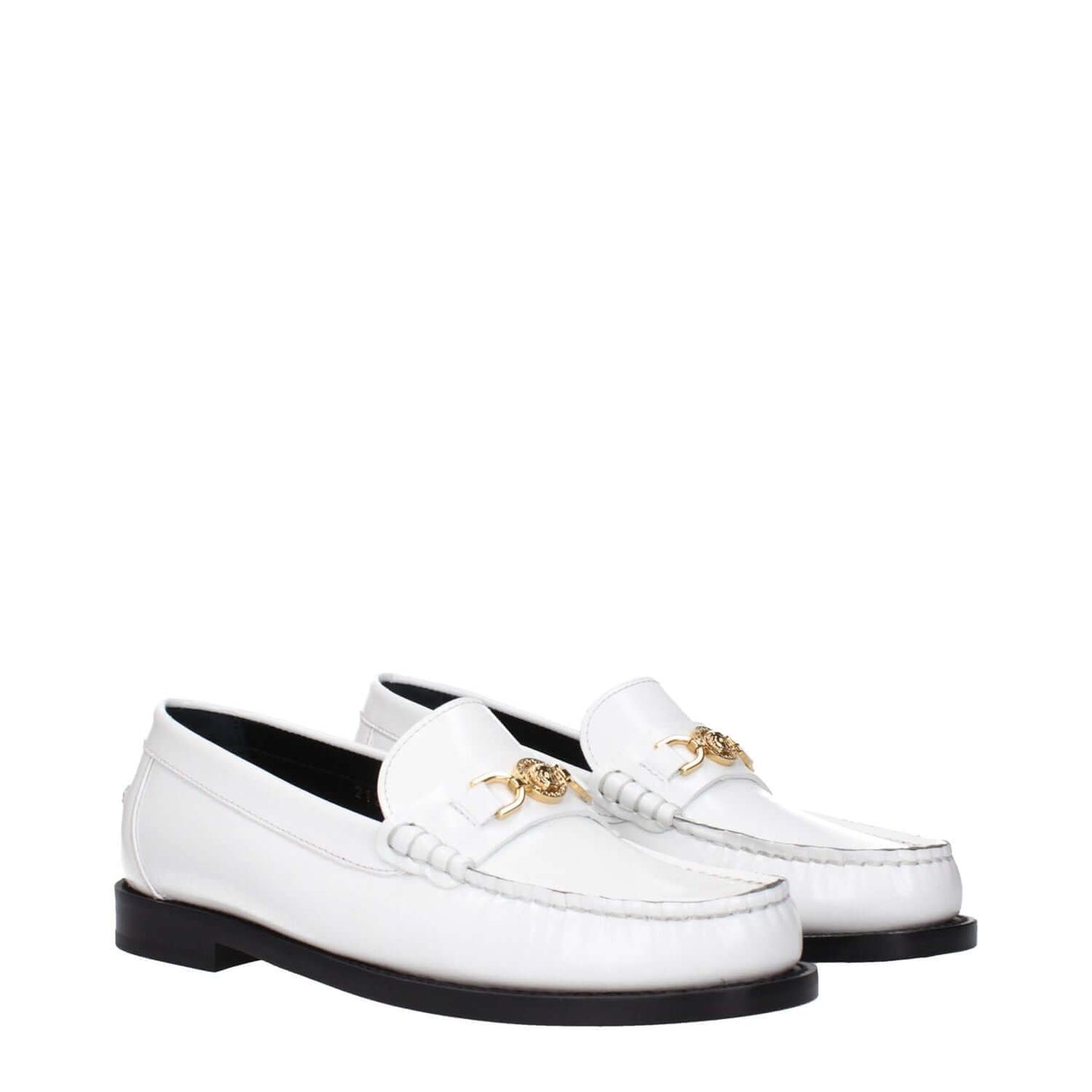 Versace White Leather Slip-On Loafers with front detail and logo, MPN 10121231A087731W00V, product code F82515.
