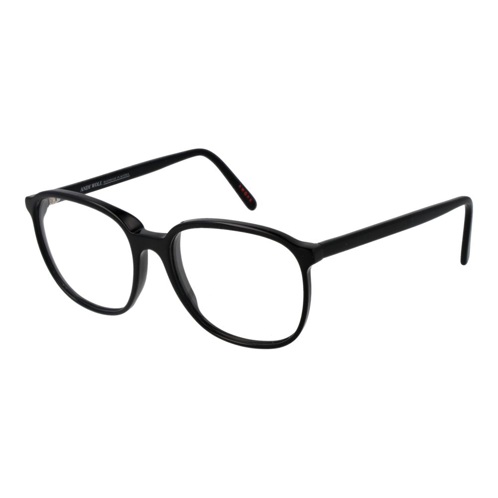 Andy Wolf Black Unisex Glasses Frame in acetate with full-rim style, demo lenses, and square shape, size 54-16-145.
