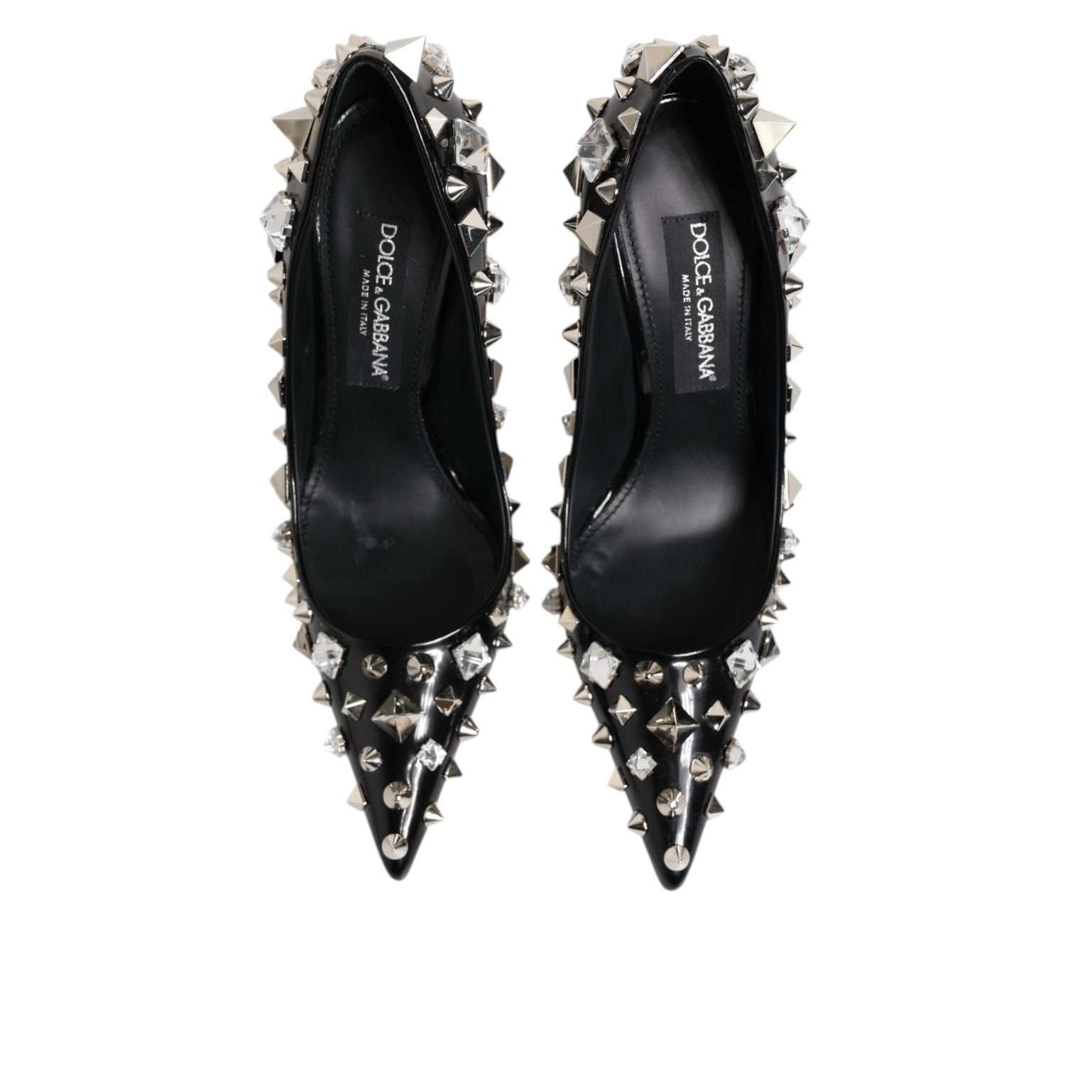 Dolce & Gabbana Black Crystals Studs Stiletto Pumps Shoes
