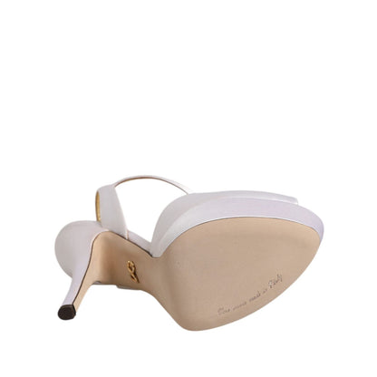 Dolce & Gabbana White Satin Platform Heels Sandals Shoes