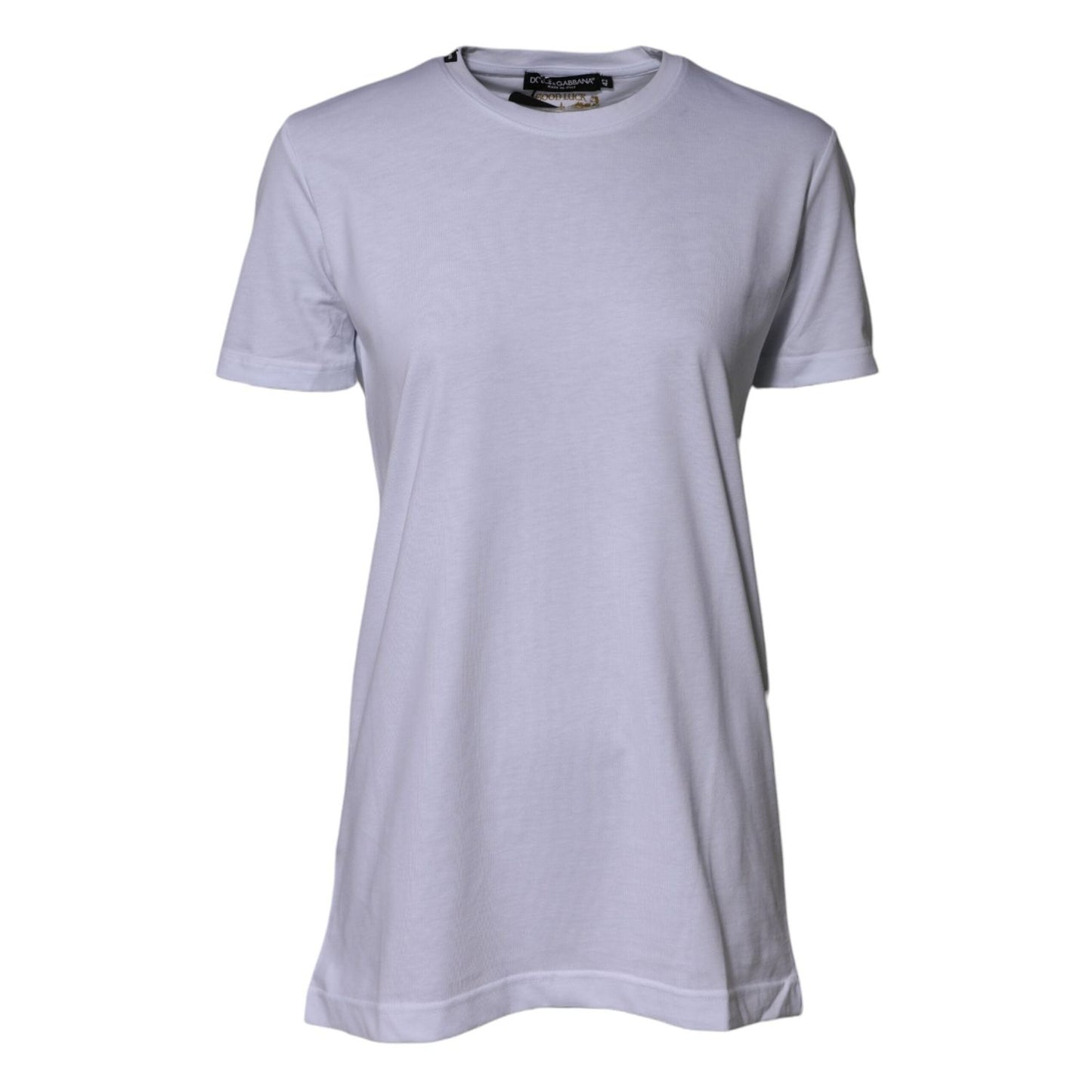 Dolce & Gabbana White Cotton Goodluck 2023 Crew Neck T-shirt