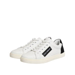Dolce & Gabbana White Black Leather Low Top Sneakers Shoes