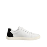 Dolce & Gabbana White Black Leather Low Top Sneakers Shoes