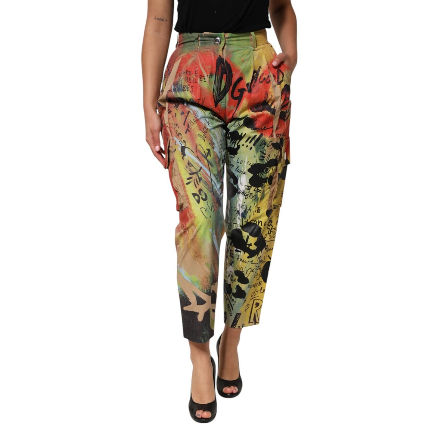 Dolce & Gabbana Multicolor High Waist Cargo Trouser Pants
