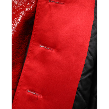 Dolce & Gabbana Red Wool Single Breasted Trench Coat Jacket