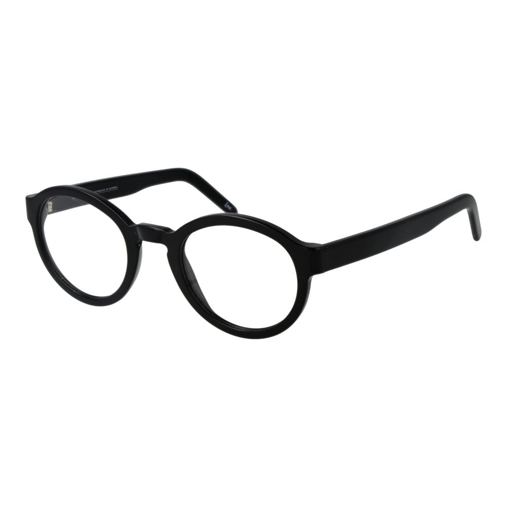 Andy Wolf Black Unisex Glasses Frame, round full-rim acetate design, with demo lenses and black color, size 51-24-145.